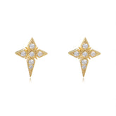 Cross Stars with Zircon Silver Studs Earrings for Women