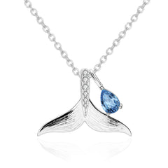 Whale Tail Pendant Sterling Silver Necklace for Women