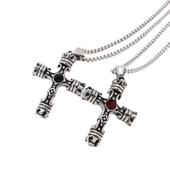 Crown Latin Cross Zircon Titanium Steel Pendant for Men