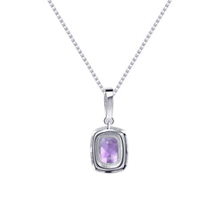 Europen Natural Amethyst Soleste Halo Pendant Sterling Silver Necklace for Women