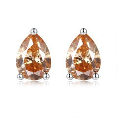 1.0 Carat Pear Shaped Colourful Moissanite Silver Stud Earrings