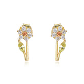 Colourful Zircon Flower Silver Studs Earrings for Women