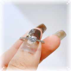Four Prongs Round Zircon Thin Cathedral Silver Ring for Women