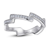 Zircon Wavy Silver Ring