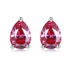 1.0 Carat Pear Shaped Colourful Moissanite Silver Stud Earrings