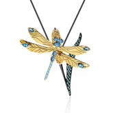 Brooch Pendant Dual-use Natural Topaz Dragonfly Pendant Silver Necklace for Women