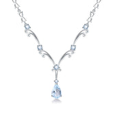 European Premium Luxury Design Inlaid Natural Topaz Pendant High-grade Sweater Chain Sterling Silver Necklace for Women