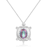 Colourful Crystal Little Turtle Pendant Silver Necklace Pendant for Women
