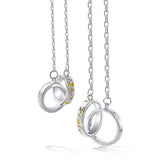 Double Circle Buckle Meteor Stars and Moon Silver Couple Necklace for Women