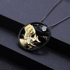 Chinese Style Element Design Zodiac Series Pig Natural Gemstone Pendant Silver Necklace for Women