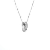 Double Ring Interlocking Zircon Silver Necklace