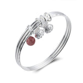 Strawberry Crystal and Blessing Bag Pendants Silver Bracelet for Women