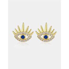 Devil's Eye with Blue Zircon Silver Studs Earrings for Women