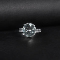 Luxury Natural Green Crystal S925 Sterling Silver Ring