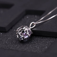 Europen Fashion Style Inlaid Colourful Crystal Flower Pendant Silver Necklace for Women