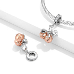 Christmas Bow Bell Zircon Silver Pendant