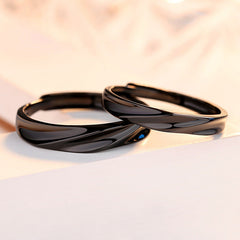 Black Colour Silver Couple Ring for Women