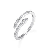 Slim Snake Bone Zircon Opening Sterling Silver Ring
