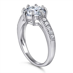 (1.0CT) Round Zircon Eight Prongs Cathedral Silver Ring for Women