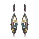 Premium Natural Rose Pomegranate Silver Drop Earrings for Women