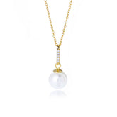 Pearl with Zircon Pendant Sterling Silver Necklace for Women