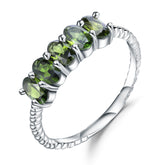 European Fashion Temperament Inlaid Natural Diopside Silver Ring for Women