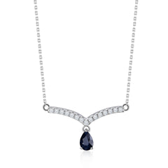 Light Luxury Fashion Design Inlaid Natural Colourful Gemstone V-shaped Pendant Silver Necklace for Women