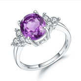 Luxury Natural Color Amethyst S925 Silver Ring for Women