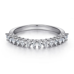 Half Row Heart-shaped Zircon Silver Ring for Women