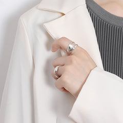 Irregular Shape Polished Opening Sterling Silver Ring