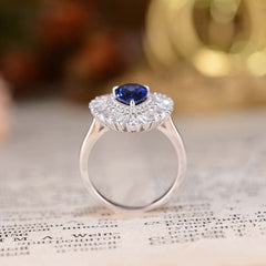 Luxury Halo Pear Drop Lab Created Sapphires Ring