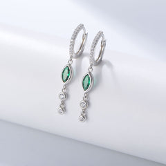 Marquise Zircon Beading Silver Drop Earrings for Women