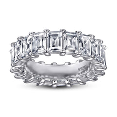 Full Circle Rectangle Zircon Silver Ring for Women