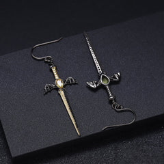 Dagger Gothic 925 silver Natural Color Treasure Eardrop for women