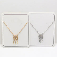 Dream Catcher with Zircon Pendant Silver Necklace for Women