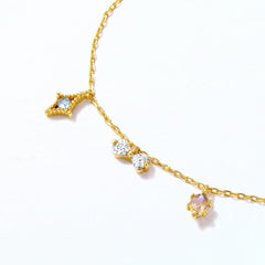 Fairy Tale Princess High Heels Shoe Zircon Blue Spinel Sterling Silver Bracelet