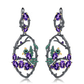 Birds in the Bush 925 SiIver Natural Gemstone Drop Earrings for Women