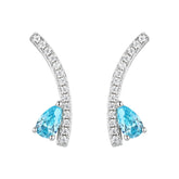 Sea Blue Pear Shape Zircon Arc Shape Sterling Silver Stud Earrings