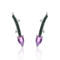 Flower Bud Retro Designer s925 Silver Inlaid with Topaz Earrings for Women