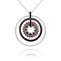 Natural Colourful Gemstones Enamel Circle Pendant Silver Necklace for Women