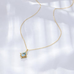 Droplet-shaped Sky Blue Topaz Pendant Silver Necklace for Women