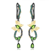 Premium Colourful Gemstones Butterfly Silver Drop Earrings for Women