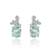 Natural Cyan Crystal Oval Shape with Butterfly Silver Studs for Women