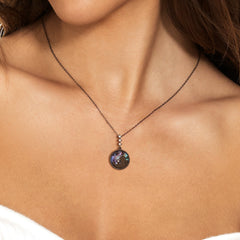 Halloween Aurora Tombstone Round Pendant Silver Necklace