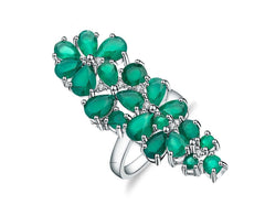 Europe and America Exaggerated Fashion Design Inlaid Natural Garnet Colourful Gemstone Silver Ring for Women