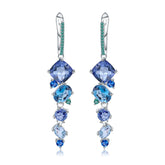 Luxury Design for Banquet Inlaid Natural Colourful Gemstone Beading Silver Drop Earrings for Women