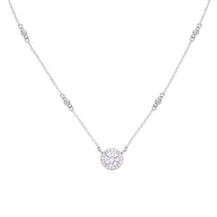 Solested Halo Round Zircon Silver Necklace