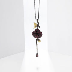 Secret Garden Design Natural Colourful Gemstone Rose Pendant Sterling Silver Collarbone Necklace for Women
