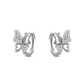 Zircon Hollow Butterfly Silver hoop Earrings for Women
