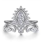 Marquise Zircon Exaggerated Modern Split Shank Silver Ring for Women